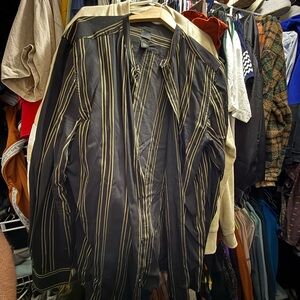 Black and Gold Striped Button-Up Shirt